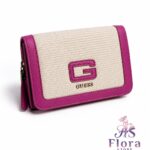 حقيبة يد نسائية صغيرة / محفظة أنيقة بلمسات الخيش والجلد (Guess Style Crossbody / Clutch)