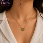سلسلة زهرة التركواز – Turquoise Flower Necklace